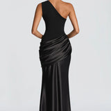 One-Shoulder Maxi Jurk met Drapering