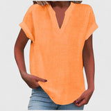 Dames blouse met V-hals en korte mouwen