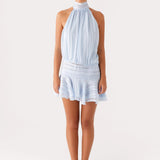 Halter Mini Jurk met Geplooide Rok