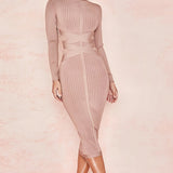 Elegante Geribde Midi Jurk
