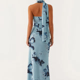 Maxi Jurk met Asymmetrische Halterhals