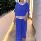 Tweedelige Set met Chiffon Overlay en Wijde Broek