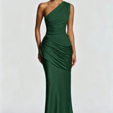 One-Shoulder Maxi Jurk met Drapering
