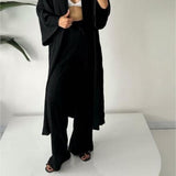 Driedelige Set met Lange Kimono, Top en Wijde Broek