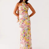 Maxi Jurk met Asymmetrische Halterhals