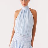 Halter Mini Jurk met Geplooide Rok