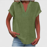 Dames blouse met V-hals en korte mouwen