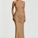 One-Shoulder Maxi Jurk met Drapering