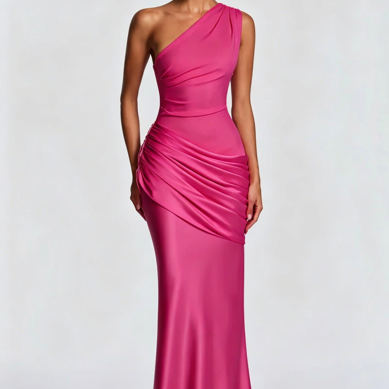 One-Shoulder Maxi Jurk met Drapering