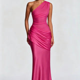 One-Shoulder Maxi Jurk met Drapering