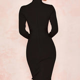 Elegante Geribde Midi Jurk