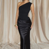 One-Shoulder Maxi Jurk met Drapering