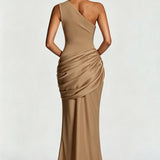 One-Shoulder Maxi Jurk met Drapering