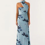 Maxi Jurk met Asymmetrische Halterhals