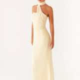 Maxi Jurk met Asymmetrische Halterhals