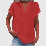 Dames blouse met V-hals en korte mouwen