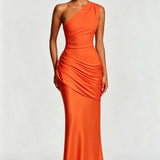 One-Shoulder Maxi Jurk met Drapering