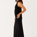 Maxi Jurk met Asymmetrische Halterhals
