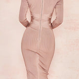 Elegante Geribde Midi Jurk