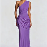 One-Shoulder Maxi Jurk met Drapering