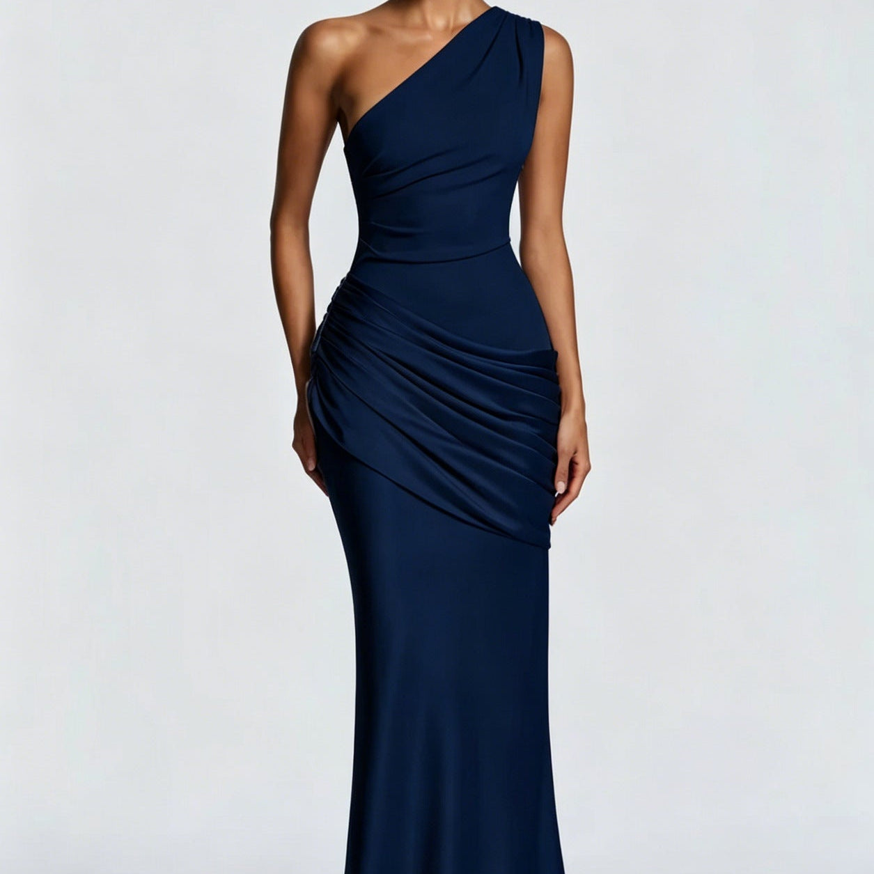 One-Shoulder Maxi Jurk met Drapering