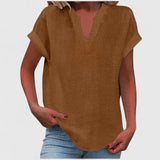 Dames blouse met V-hals en korte mouwen