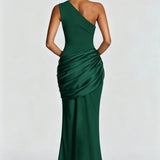 One-Shoulder Maxi Jurk met Drapering