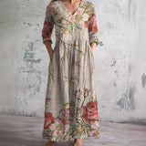 Maxi Jurk met Bloemenprint en V-Hals