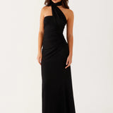 Maxi Jurk met Asymmetrische Halterhals