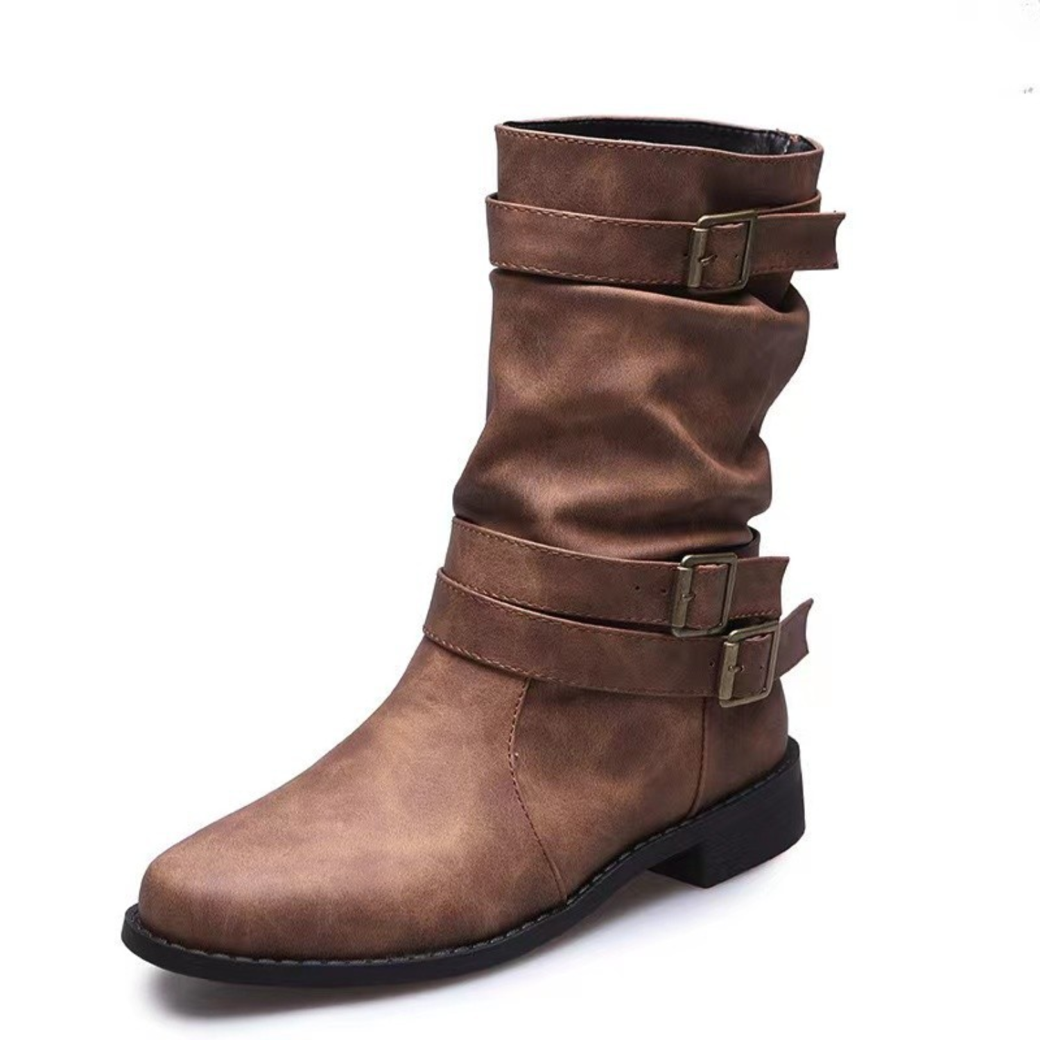 Marisse enkellaarsjes voor dames – stoere leren laarsjes met multiple gespen en ritssluiting, comfortabele pasvorm en trendy design voor herfst- en winterlooks.
