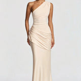 One-Shoulder Maxi Jurk met Drapering