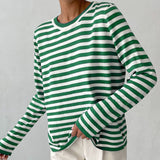 Vrijetijdse gestreepte gebreide trui voor dames met comfortabele pasvorm en stijlvolle horizontale strepen – ideaal voor een casual look.