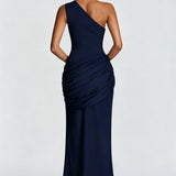 One-Shoulder Maxi Jurk met Drapering