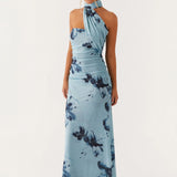 Maxi Jurk met Asymmetrische Halterhals