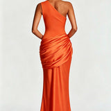 One-Shoulder Maxi Jurk met Drapering
