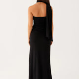 Maxi Jurk met Asymmetrische Halterhals