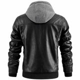 Leren look jas voor heren met afneembare capuchon