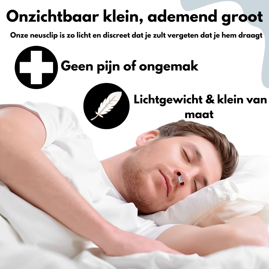 Snurk Stopper – Transparante anti-snurk neusclip in opbergdoosje, ontworpen voor comfortabel gebruik tijdens de nacht om snurken te verminderen.