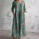 Dames Maxi Jurk met Bloemenprint en V-Hals