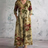 Dames Maxi Jurk met Bloemenprint en V-Hals