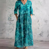 Dames Maxi Jurk met Bloemenprint en V-Hals