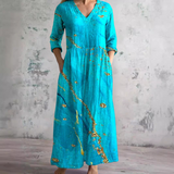 Dames Maxi Jurk met Bloemenprint en V-Hals