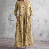 Dames Maxi Jurk met Bloemenprint en V-Hals