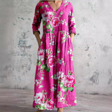 Dames Maxi Jurk met Bloemenprint en V-Hals