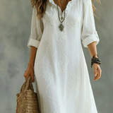 Maxi Jurk met Borduursels en V-Hals