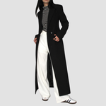 Chaveli lange trenchcoat jas voor dames in elegante stijl met ceintuur en klassieke reverskraag.