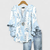Dames blouse met botanische print en knoopsluiting
