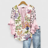 Dames blouse met botanische print en knoopsluiting