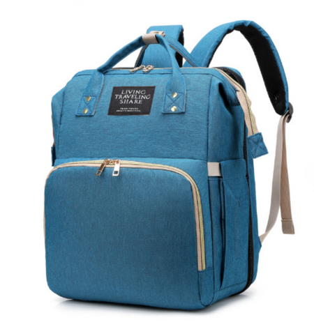 MamaBag alles-in-één luiertas met babybedje en USB-poort – ruim, multifunctioneel ontwerp en comfortabele draagstijl voor moeders onderweg.