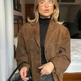 Oversized Suède Blazer voor Dames